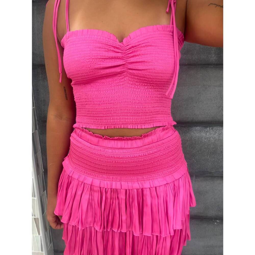 NEW RESET BY JANE tallulah ruffle cami in hot pink